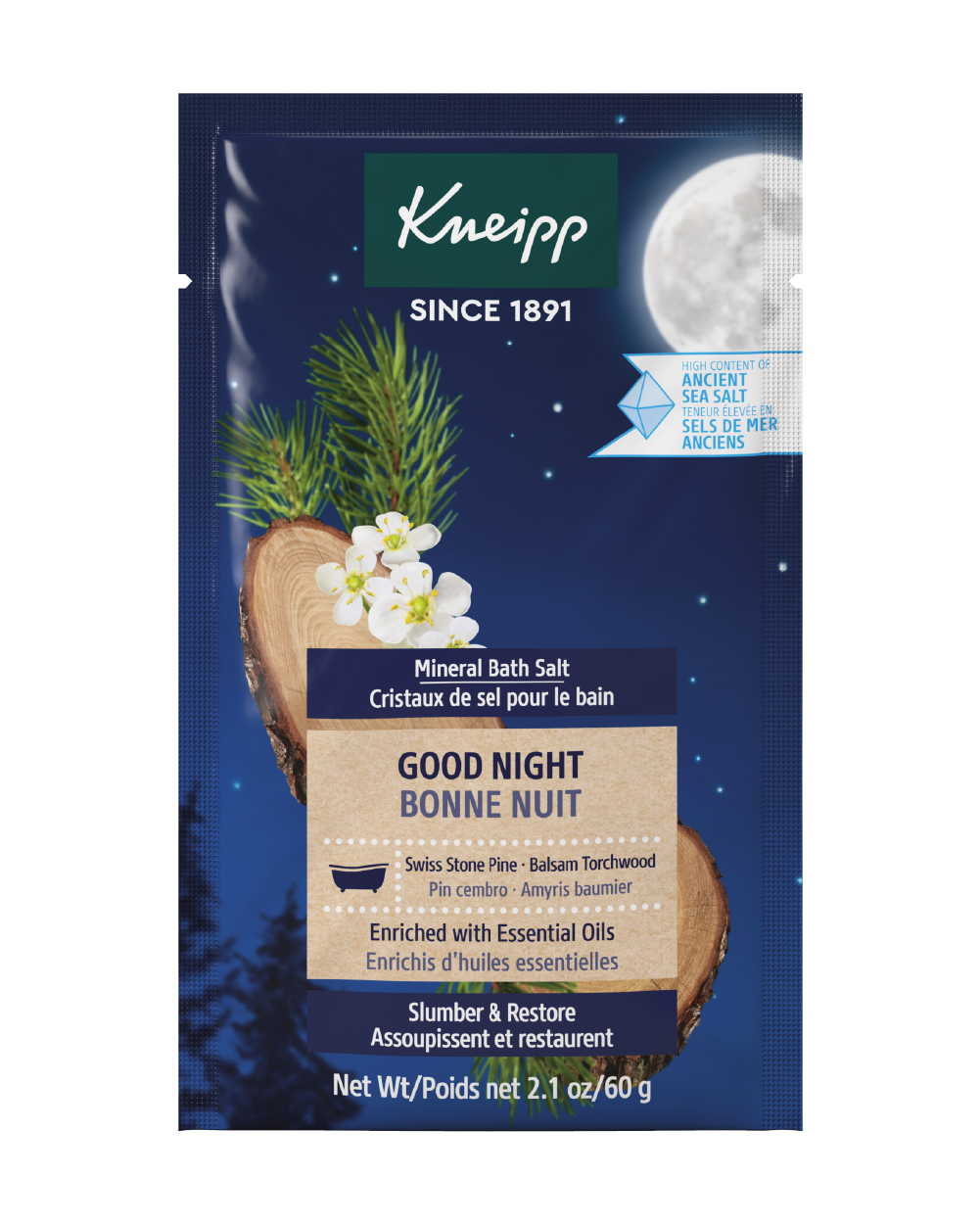 Kneipp Mineral Bath Salt, Good Night Swiss Stone Pine & Balsam Torchwood