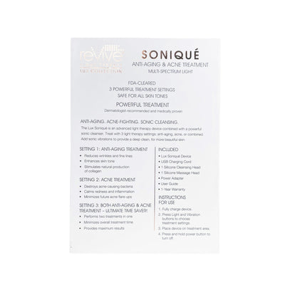 Lux Soniqué LED Sonic Cleanser, Wrinkle Reduction & Acne Treatment by reVive Light Therapy