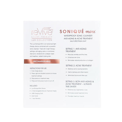 Lux Soniqué Mini LED Sonic Cleanser, Wrinkle Reduction & Acne Treatment by reVive Light Therapy