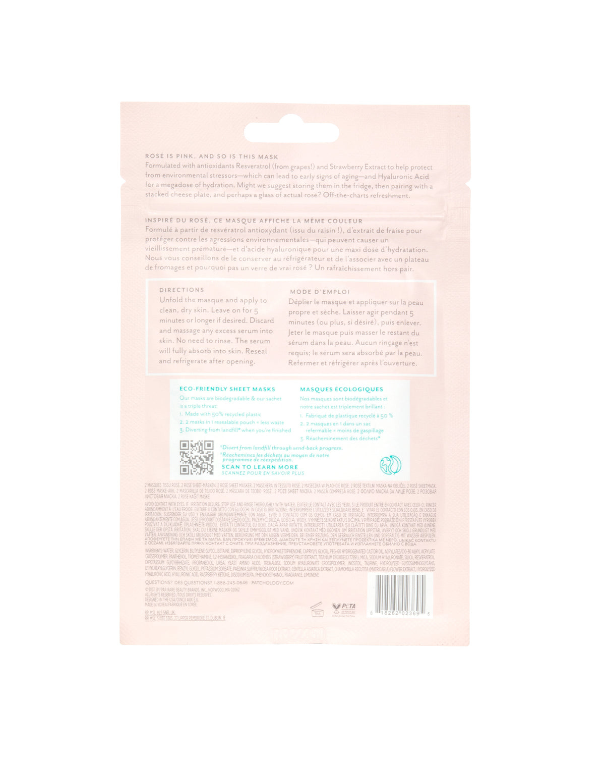 Patchology Serve Chilled Rosé Sheet Mask, 2 ct