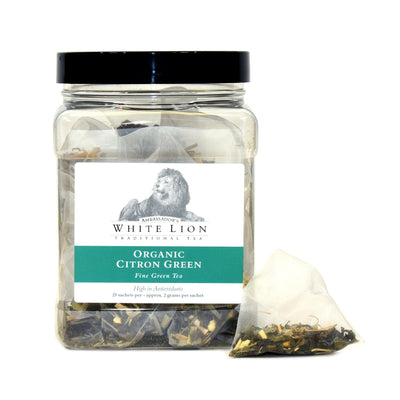 White Lion Organic Citron Green Tea Canister 25 Ct.