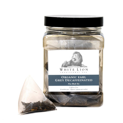 White Lion Organic Earl Grey Decaf Tea Canister 25 Ct.
