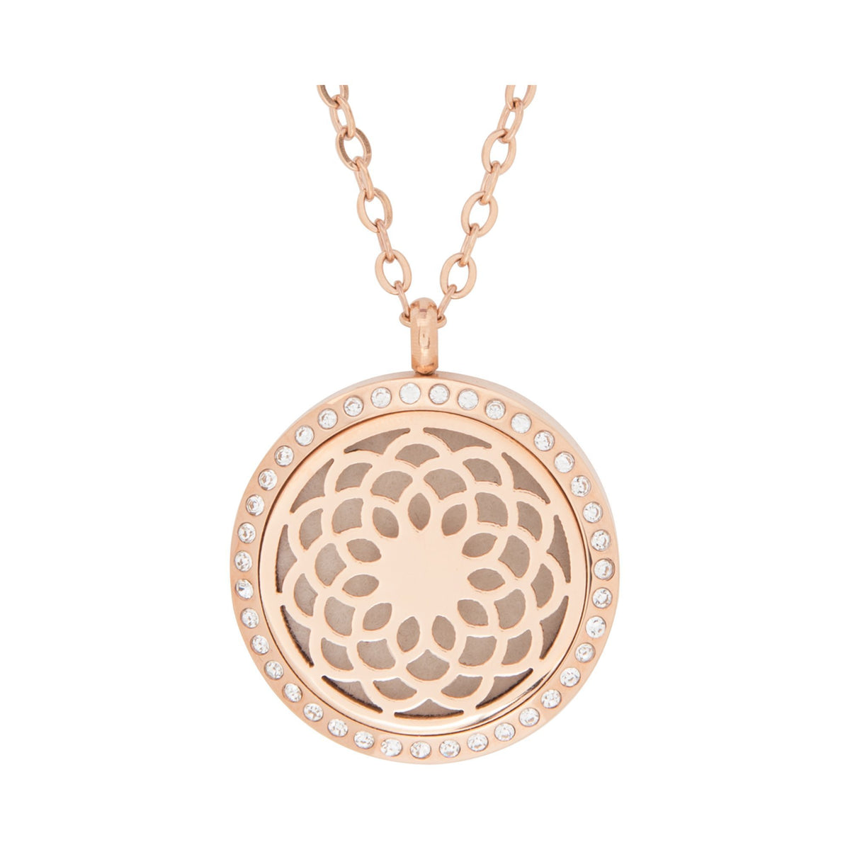Jewelry Stainless Steel Rose Gold Sunflower Crystal Pendant