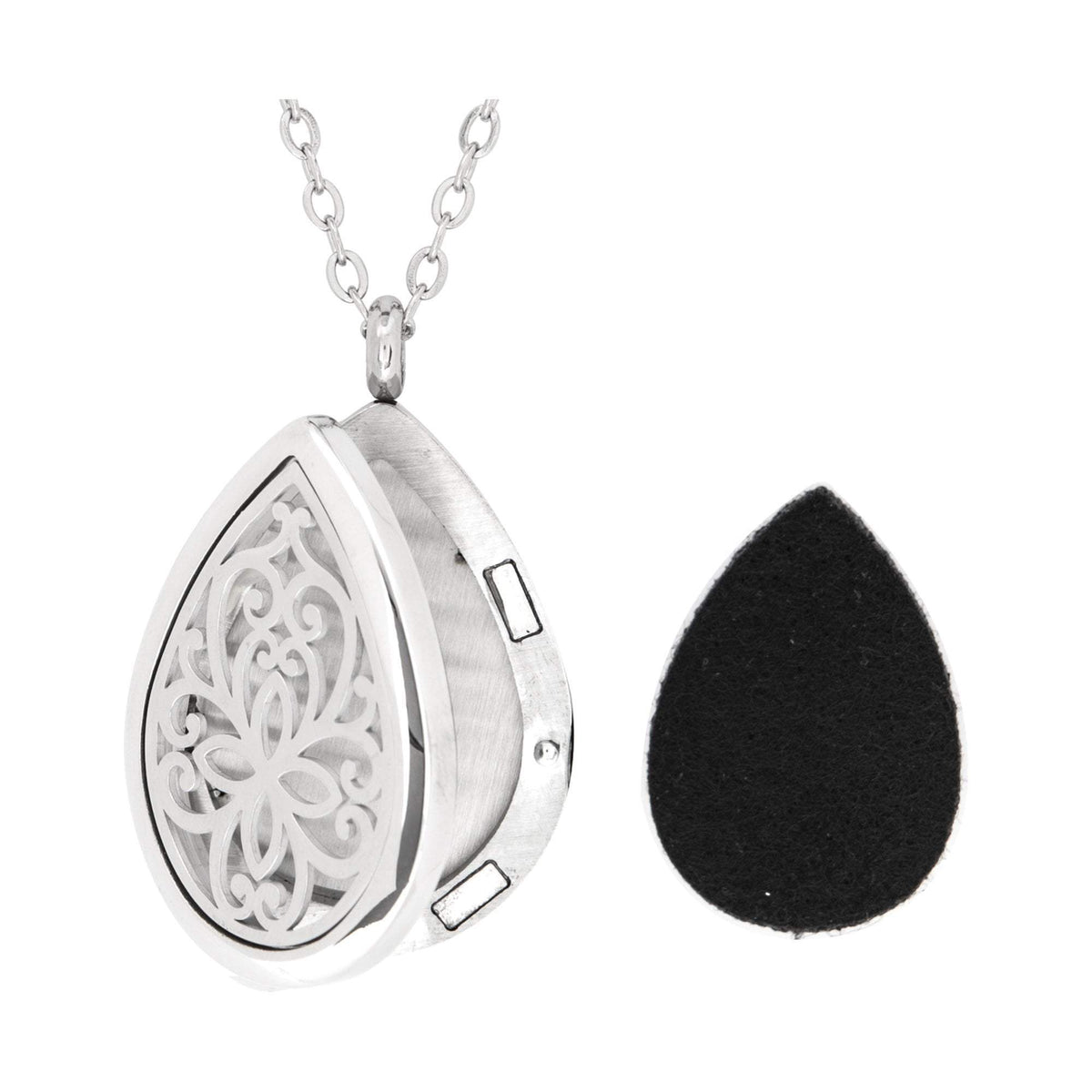 Serina & Company Stainless Steel Floral Tear Drop Pendant
