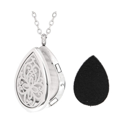 Serina & Company Stainless Steel Floral Tear Drop Pendant