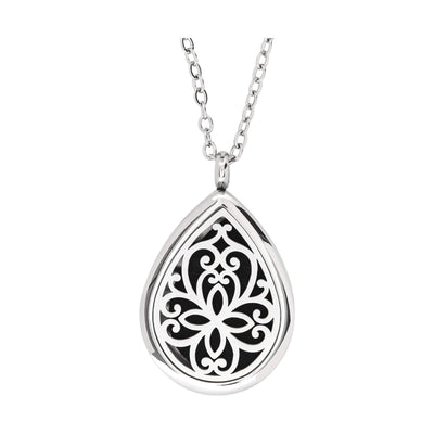 Serina & Company Stainless Steel Floral Tear Drop Pendant
